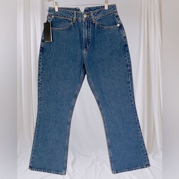 SPRWMN Jeans REVOLVE NWT Charlotte Crop Flare High Waist Selvedge Blue Size 27 - Picture 11 of 16